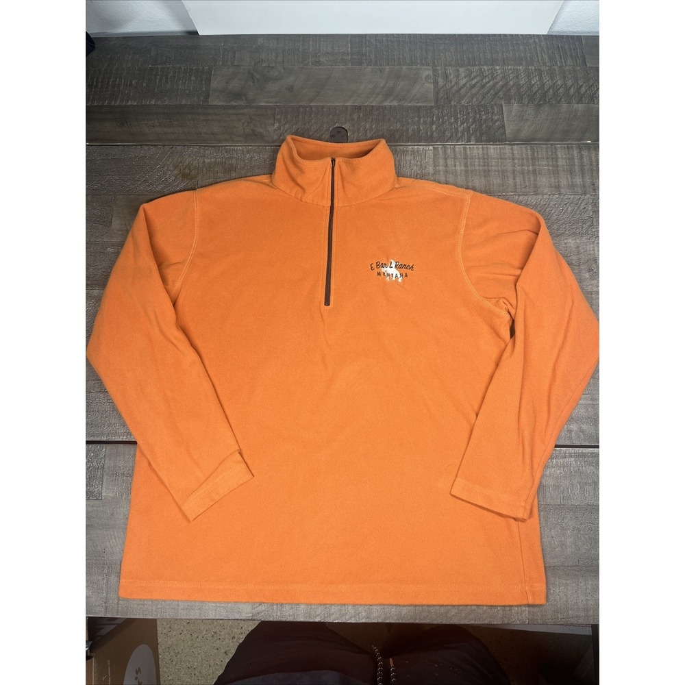 Ouray Sportswear Fleece Jacket Men's Medium Zip Orange E Bar‎ L Ranch Montana